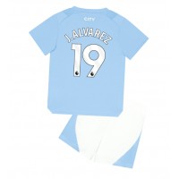 Koszulka piłkarska Manchester City Julian Alvarez #19 Strój Domowy dla dzieci 2023-24 tanio Krótki Rękaw (+ Krótkie spodenki)